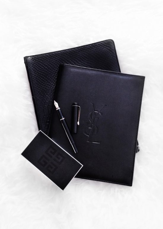 YSL notebook Flatlay