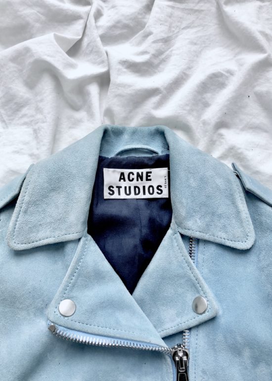 Acne Studios turquoise leather jacket blue