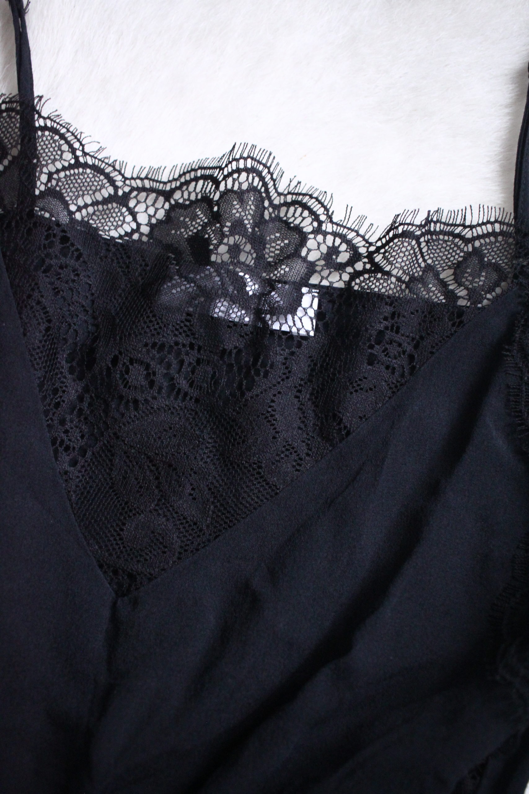 Anine Bing black silk lace cami strap