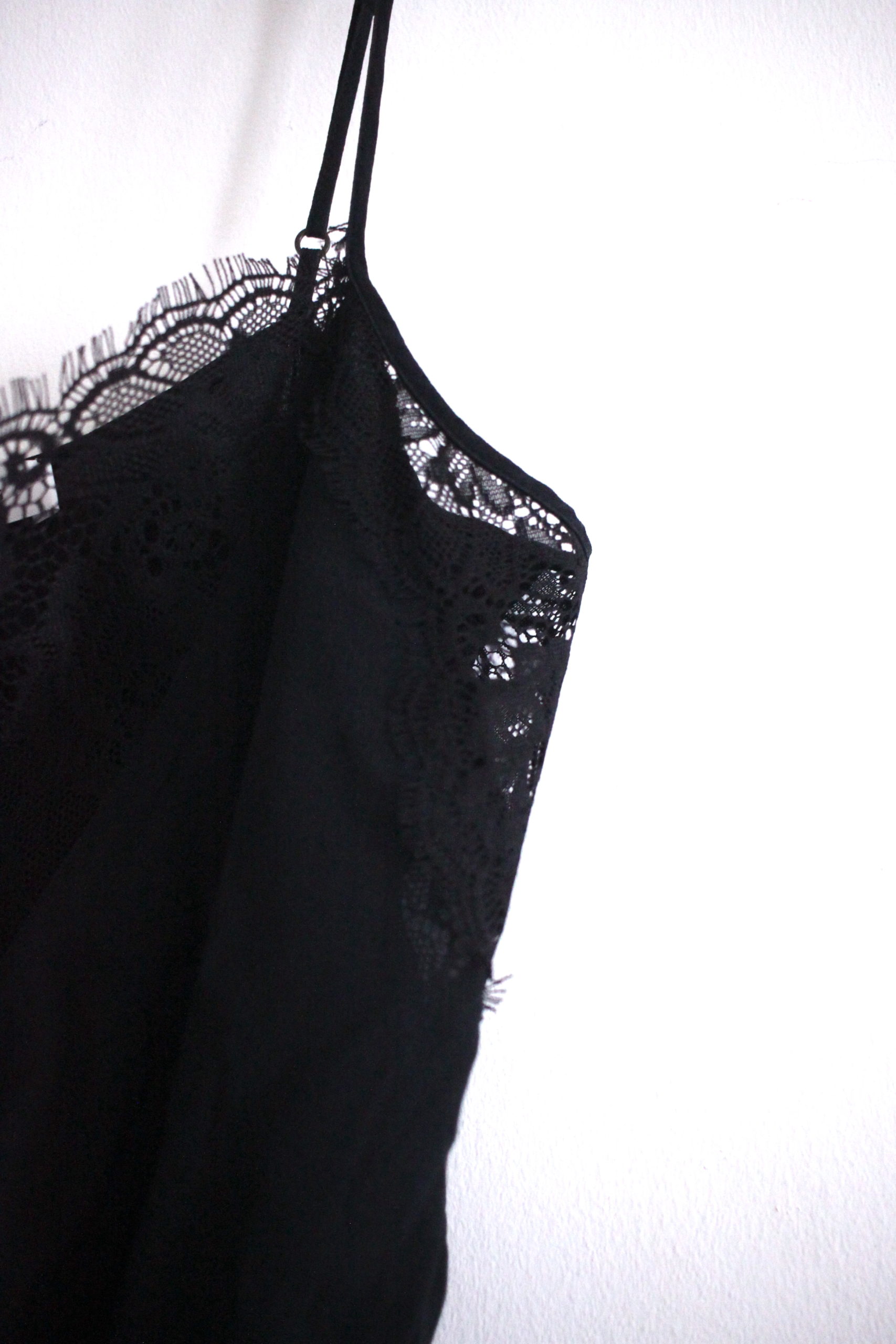 Anine Bing black silk lace cami strap top