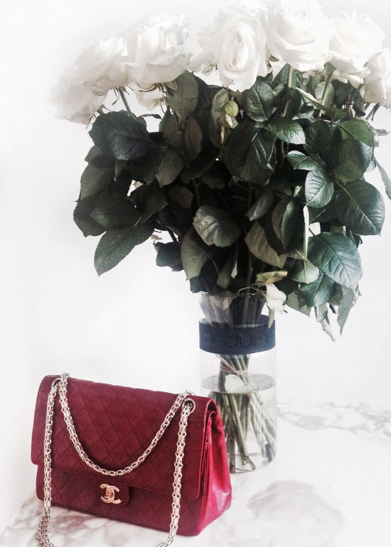 Chanel-Vintage-Red-Chain-Bag-White-roses