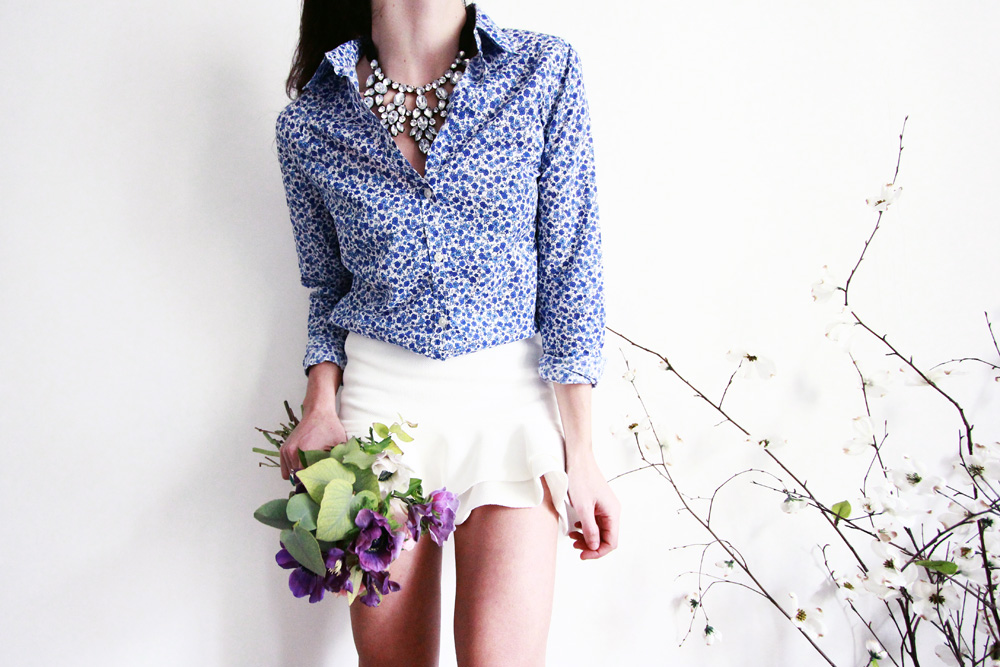 Chemise-fleurs-bleues-Benetton