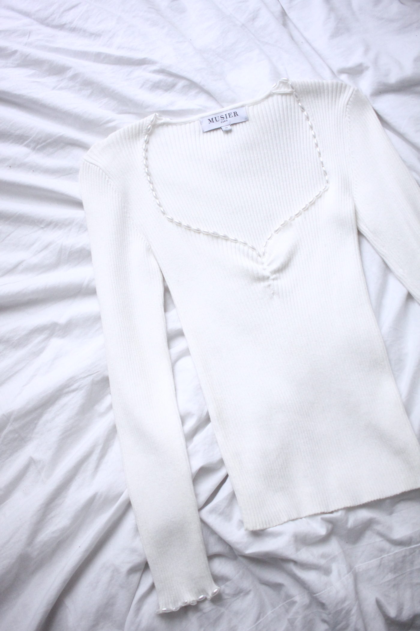 Musier pearl knit top white