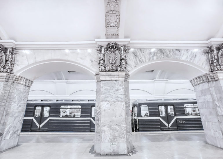 Russia-Saint-Petersburg-Metro-Station-Marble-Train