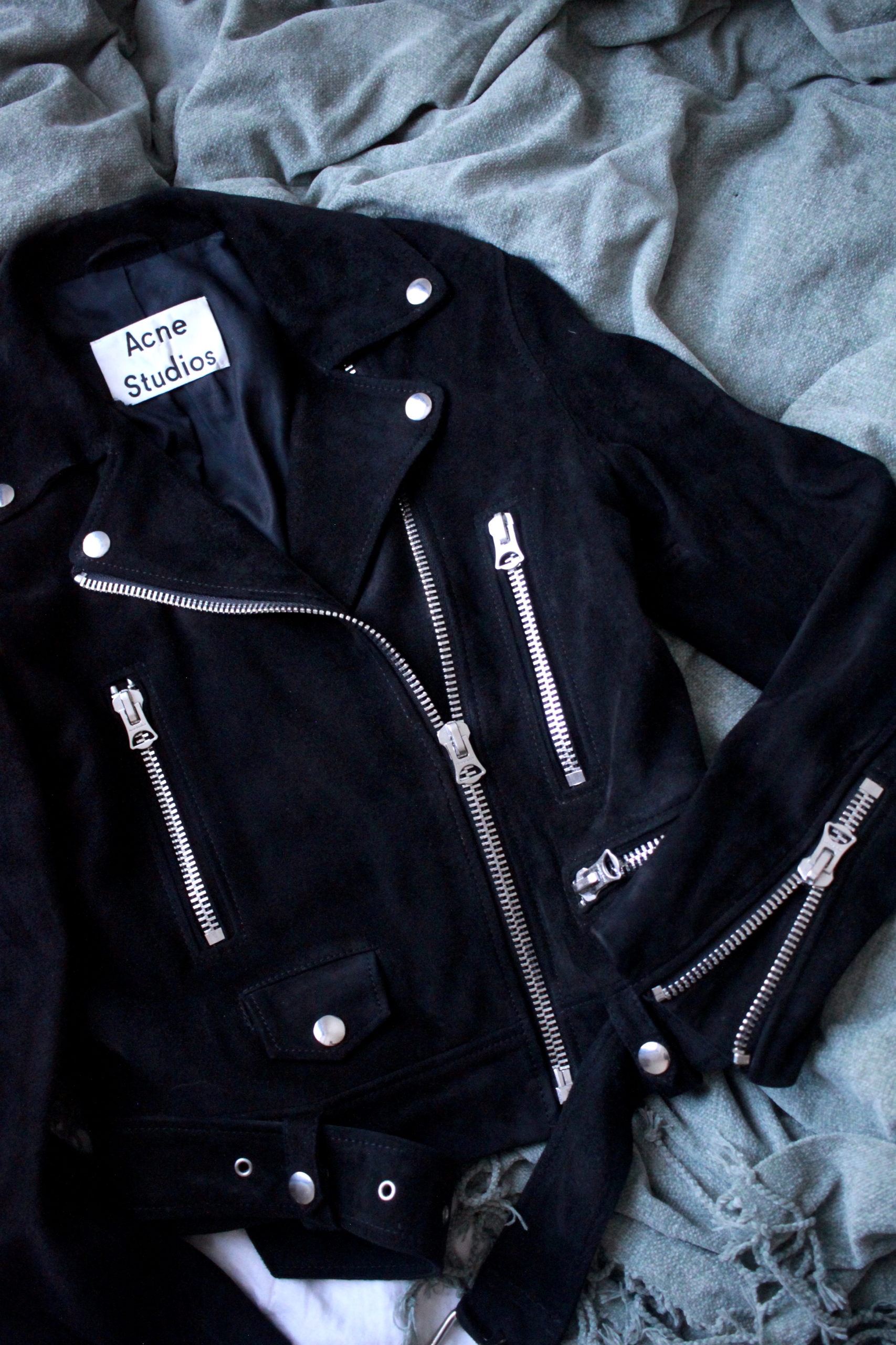 Acne Studios Suede Biker Jacket Black