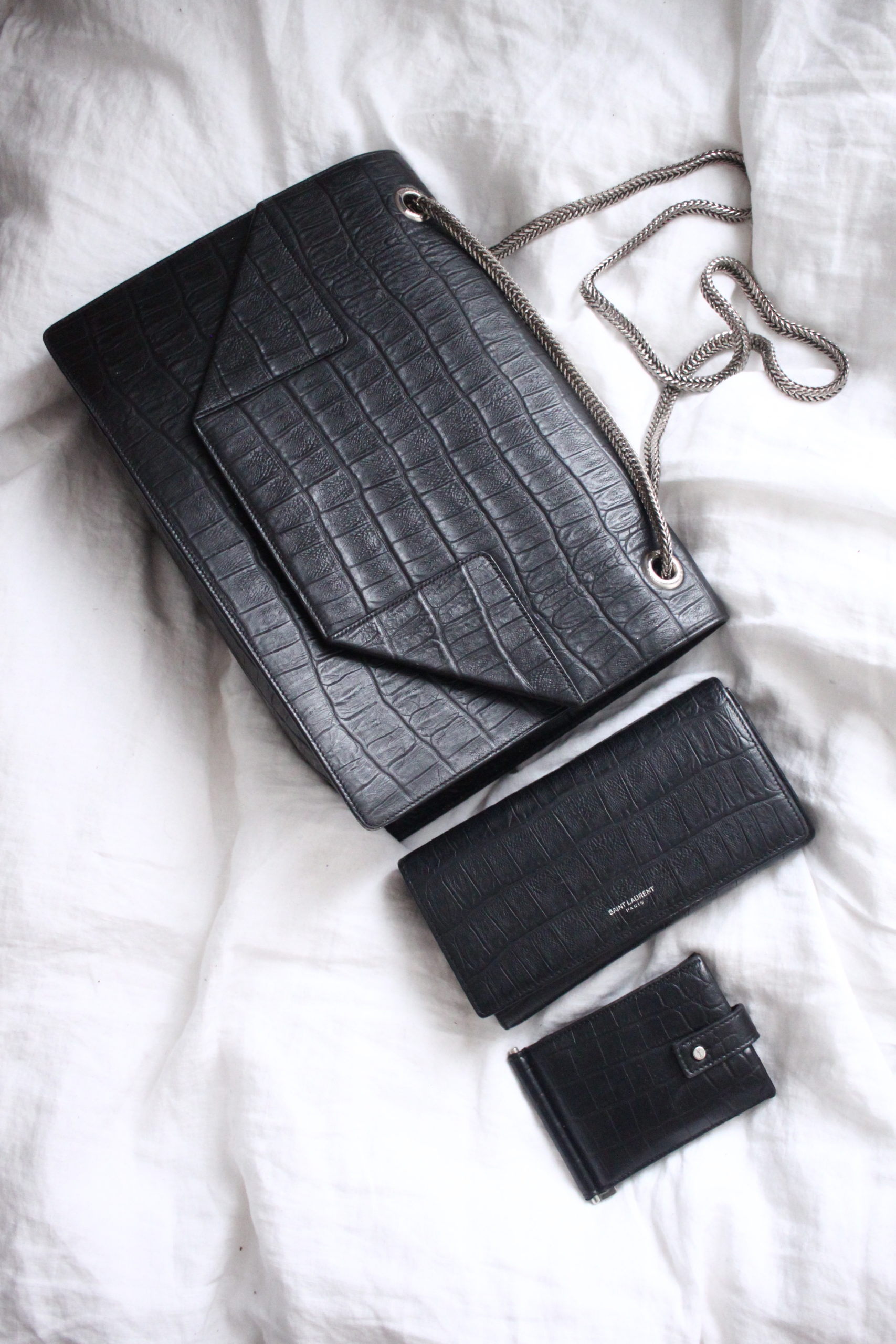 SLP croco bag Betty wallets black flatlay