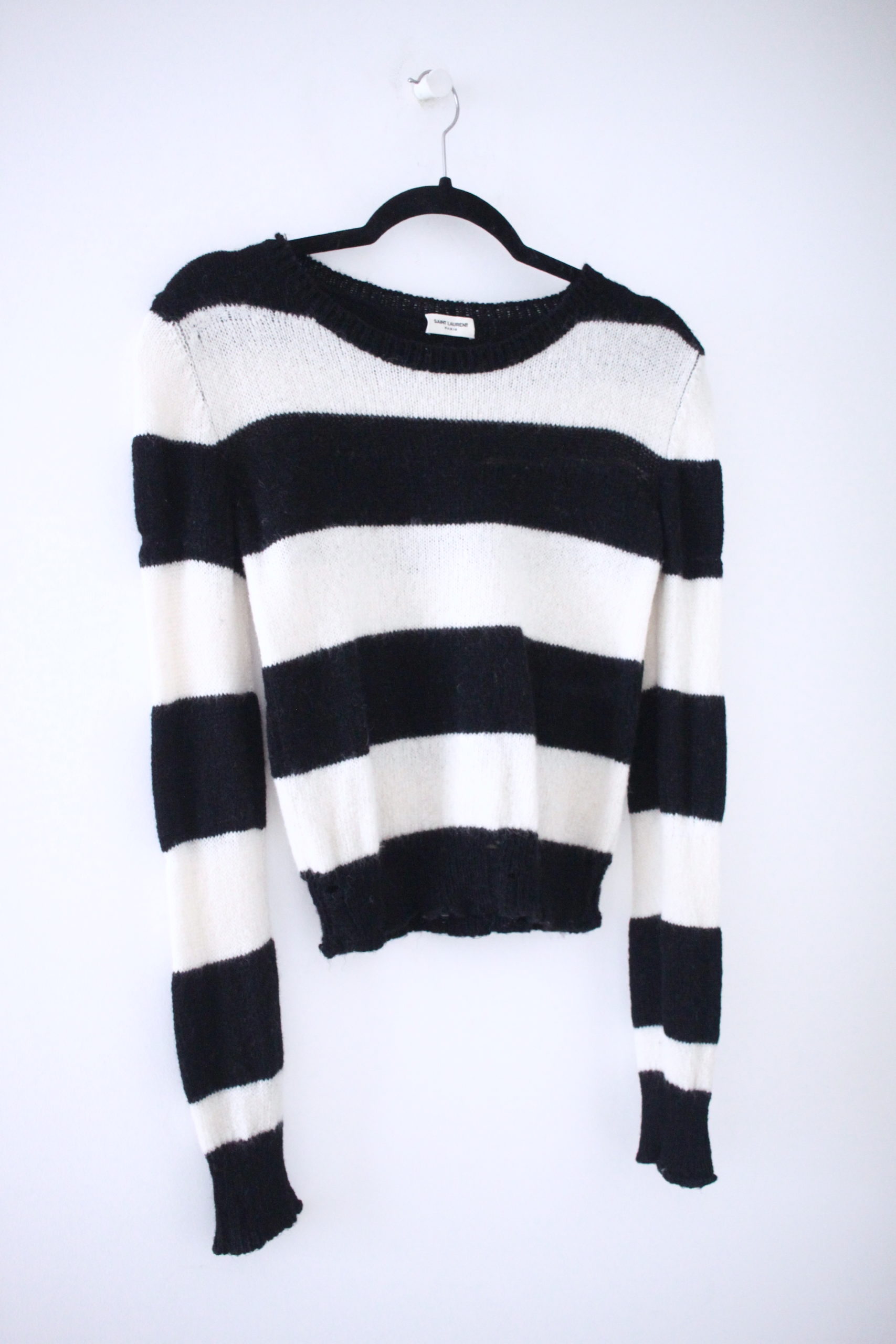 Saint Laurent stripe knit black white crop side