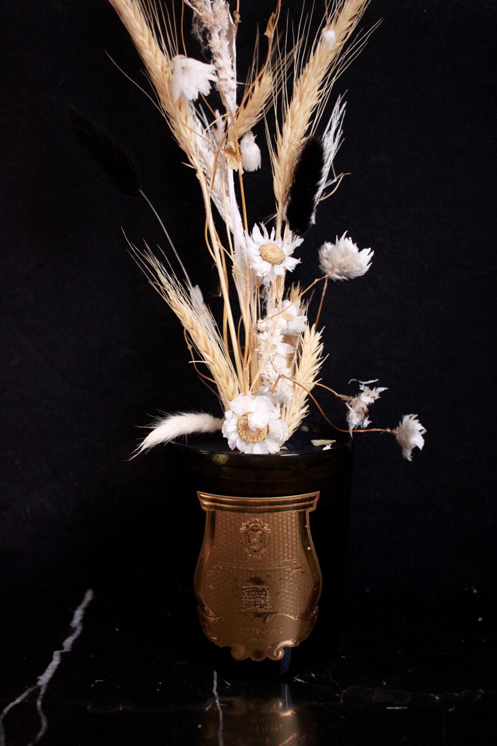 Cire Trudon candle holder dried flowers