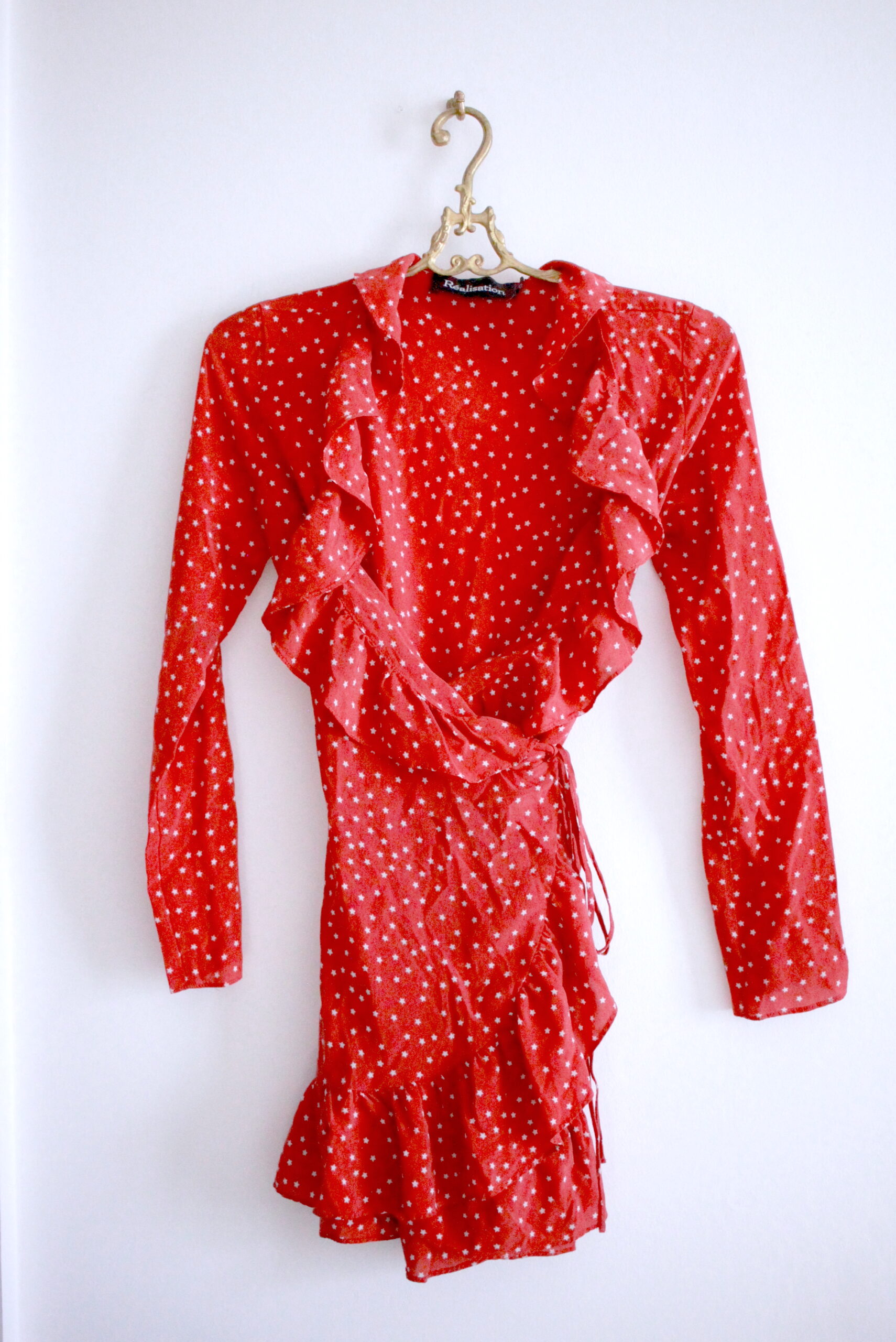 Réalisation Alexandra red silk star wh dress wrap