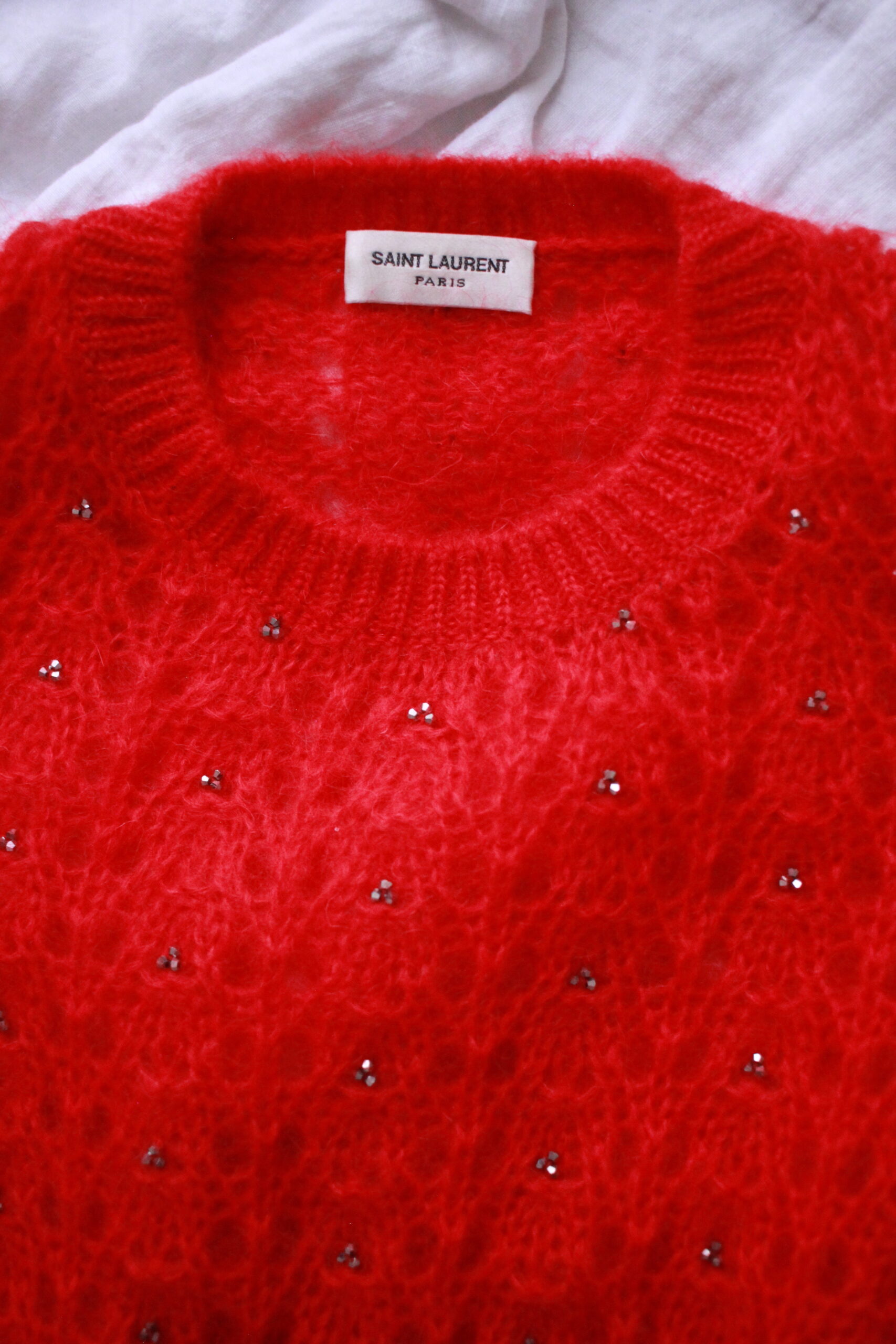 Saint Laurent red mohair knit