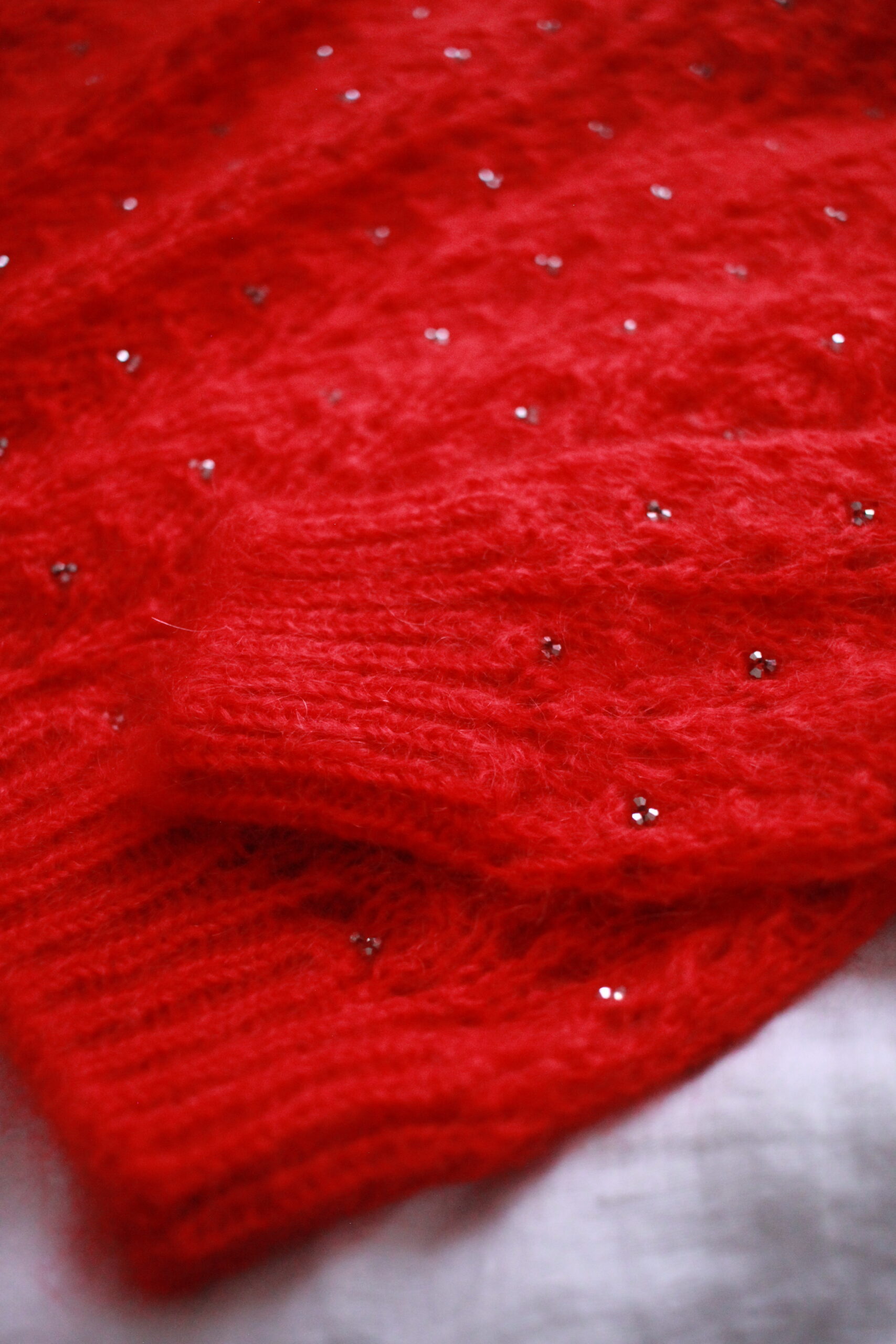 Saint Laurent red mohair knit sleeves