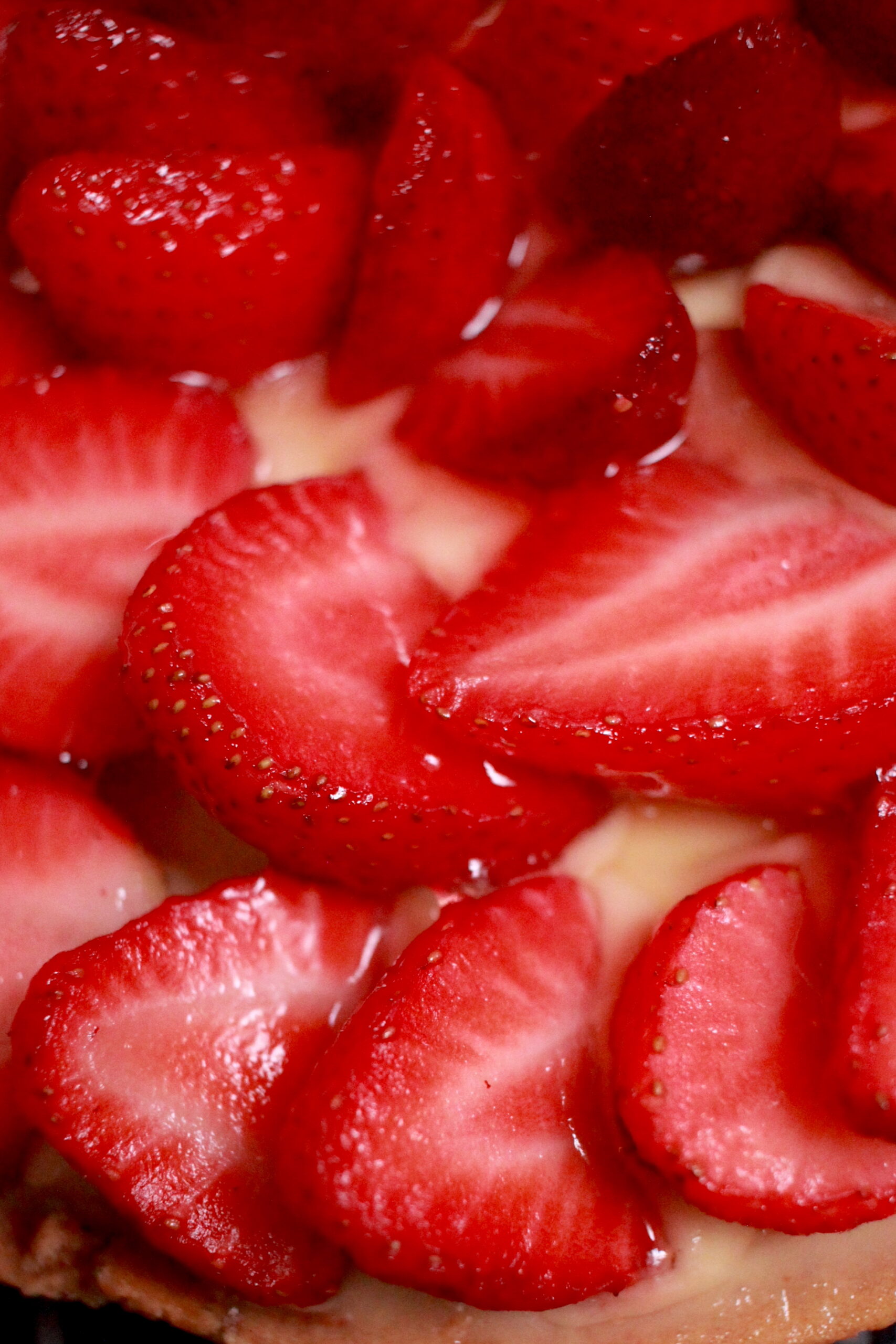 Tarte aux fraises details creme