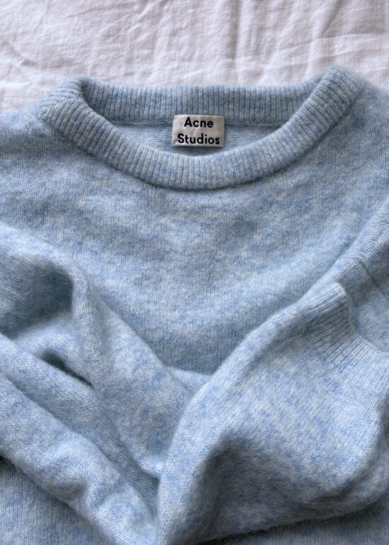 Acne Studios pastel light blue Dramatic Moh knit sweater