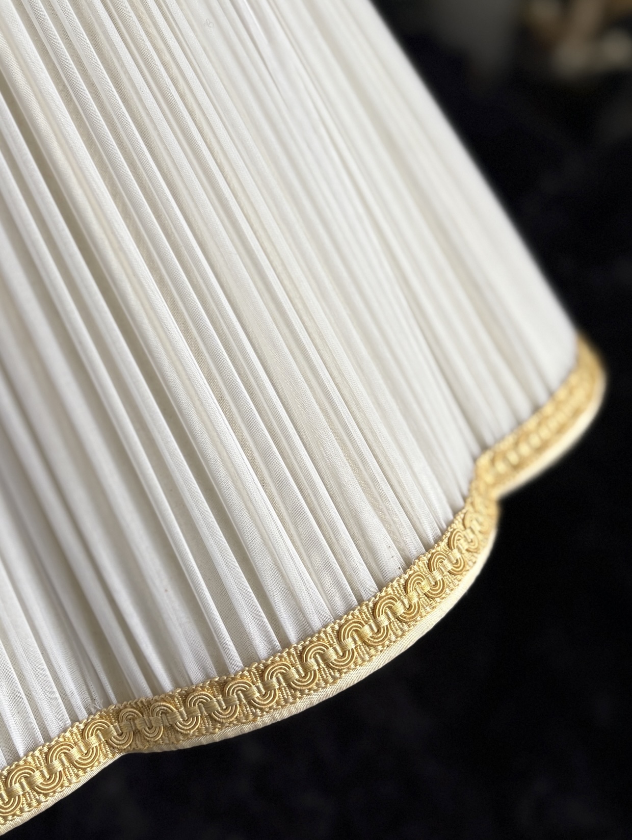 Vintage white gold lamp shade details